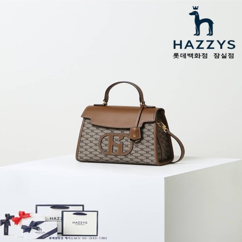 헤지스 여성 카키 로고 패치 가죽 토트백_HIBA4F117K2