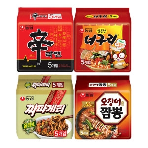신라면5개 + 얼큰한너구리5개 + 오징어짬뽕5개 + 짜파게티5개 이미지 47378681