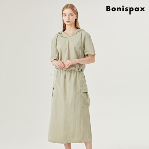 보니스팍스 여성 후드넥 루즈핏 티셔츠 카고 밴딩 스커트 셋업 XO2OW011L0