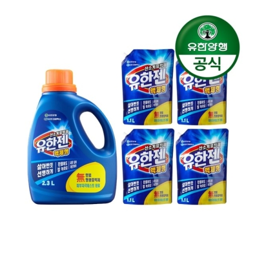 유한젠 산소계표백제 액체형 2.3L + 리필 1.1L