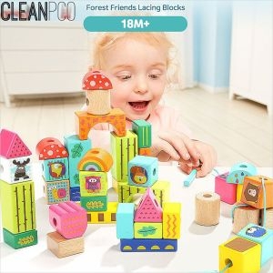 포레스트 실꿰기 블록 P34172/장난감/완구/블럭장난감/블럭완구/원목장난감/원목블럭/실꿰기블