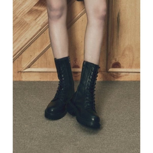 커스텀에이드 CUSTOMADE WOMAN 4.5cm 레이스업 롱 워커부츠 타니아 CW0057BK