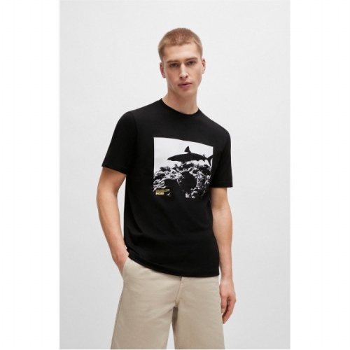 보스 오션 프린트 반팔 티셔츠 레귤러핏 50515626_001