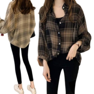 라일리 Rly 체크 셔츠 블라우스 가오리핏 루즈핏 모던셔츠 2컬러 13527184