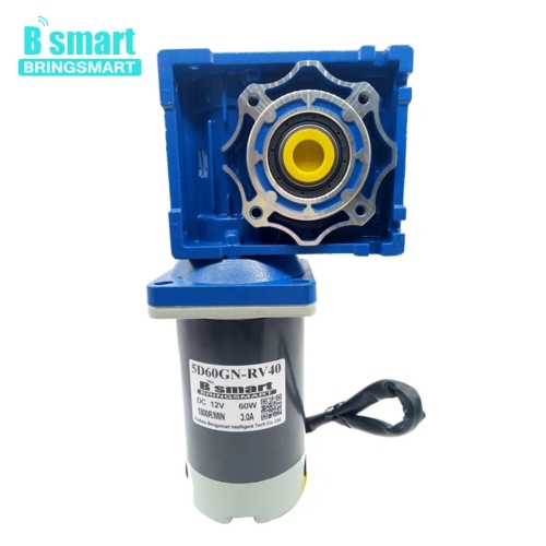 스마트  Bring DC 웜 기어 모터 가역 고토크 속도 조절 가능 자동 잠금 60W 12V 24V 18-240RPM 13.2-10..