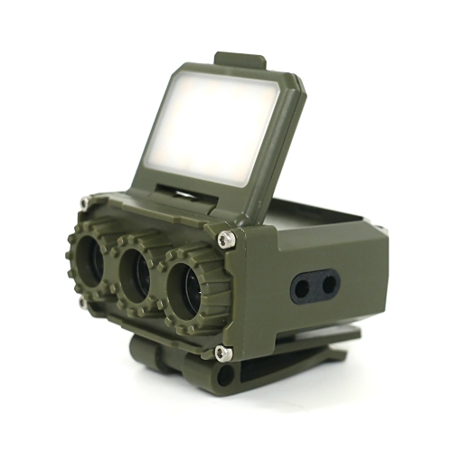 코아  캠프 알린 캠핑 등산 해루질 충전식 고출력 듀얼 LED 3구 헤드랜턴 1개 카키