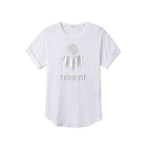 이자벨마랑 국내판 반팔티셔츠 콜디 로고 반팔 티셔츠 화이트실버 / 백퍼센트 반팔티셔츠0004FA