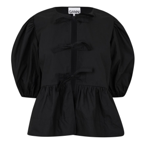 가니 Cotton Poplin Peplum Tie Blouse 547211