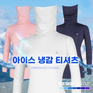 이지바이 올커버 여름 여성 기능성 냉감 자외선 차단 마스크넥 긴팔 쿨 티셔츠 W5ST38