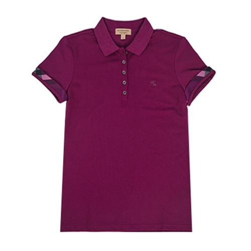 버버리 여성 가로네 체크 반팔 PK 셔츠 퍼플 80385461 트렌디 감성의 스마트한 쇼핑공간