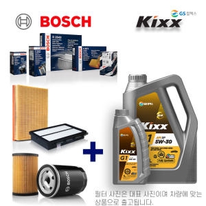 GS칼텍스 KIXX G1 SP 5W30 4Lx1개+1Lx1개+보쉬필터 A2421+O1186 뉴SM5L43 2.0 가솔린 LPG 10-12년식