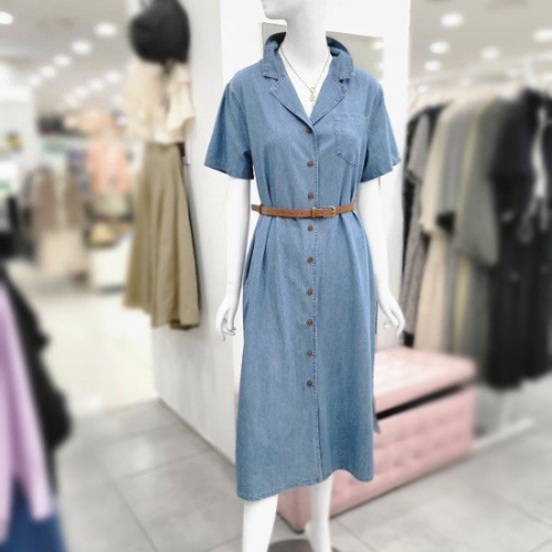 비지트인뉴욕 벨티드루즈핏데님원피스 VA5DV801