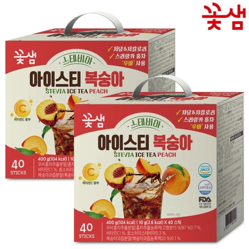 꽃샘식품 꽃샘 스테비아 아이스티 복숭아 40개입