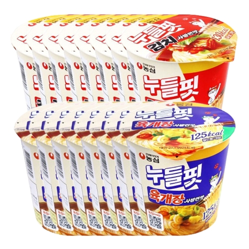 농심  누들핏 김치 사발면맛 37.5g 8개 + 누들핏 육개장사발면맛 35.5g 8개