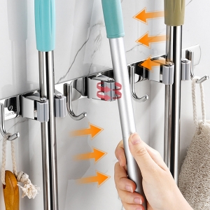 스텐레스  밀대 걸이 도구 걸이대 빗자루 거치대 보관함 대걸레 3구 4구 5구