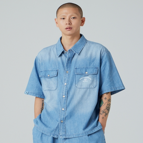 라이프워크 쿨 투포켓 데님 반팔 셔츠 LW242DR490