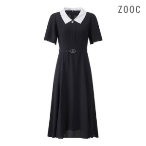 ZOOC 카라배색 쉬폰 원피스 NY_V242PSE944