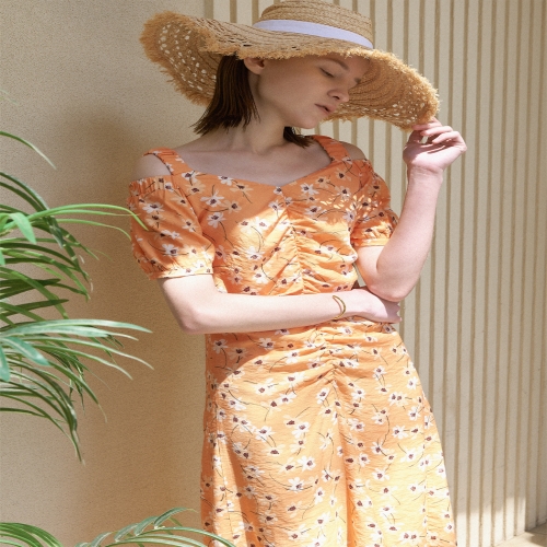 나인 오프숄더 플라워 원피스 OP-6202