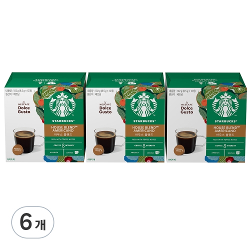 스타벅스  하우스블렌드 by 네스카페 돌체구스토 캡슐커피 8.5g 12개입 6개