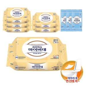 크리넥스 마이비데 키즈 화장실용 물티슈 캡형 42매 + 리필형 10매