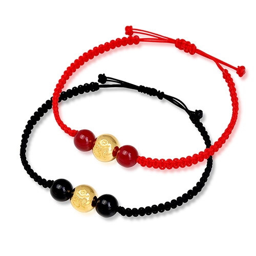 혼골드모아 골드모아 순금 만자옴자 원석 매듭끈 불교 팔찌 3.75g