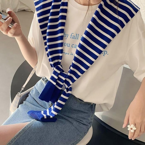 수프 XBGKK91N 라이트 줄무늬 단가라 캐주얼 페이크 니트