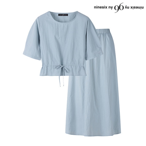 96NY 여성 스트링 반팔 티셔츠 밴딩 스커트 셋업 NO2OW030L0