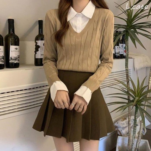 엘케이트 XBGG1N3K 여자 니트 LYT108 셔츠 레이어드 검정