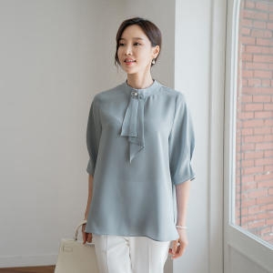  마담4060 엄마옷 여름블라우스멜로우타이-QBL2405072미시옷/중년여성의류/빅사이즈/할머니옷/50대/60대여성옷