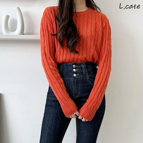 엘케이트 XBGG1N3O 여자 니트 LDZ917 꽈배기 패턴 빨간