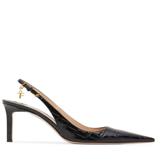 톰포드 85MM ANGELINA 크록 엠보시드 슬링백 B0061190539