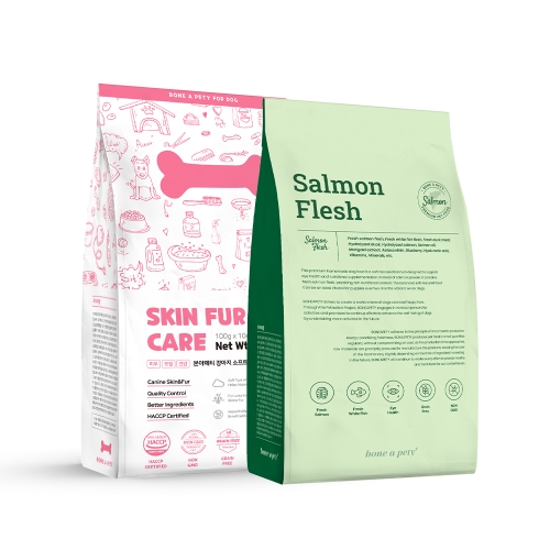 본아페티 독 스킨 퍼케어 1kg + 플러스 눈건강 눈물 연어 수제사료 1kg