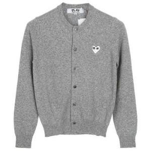 꼼데가르송 라이트그레이 화이트 하트 로고 울 카디건 AZ-N065-051-1 80335401