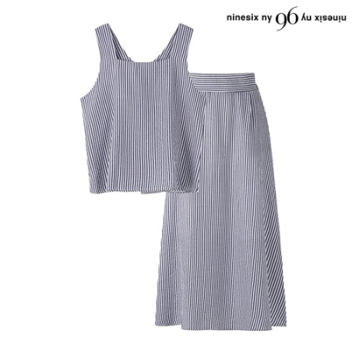 96NY 여성 스트라이프 나시 블라우스 밴딩 스커트 셋업 NO2OW031L0