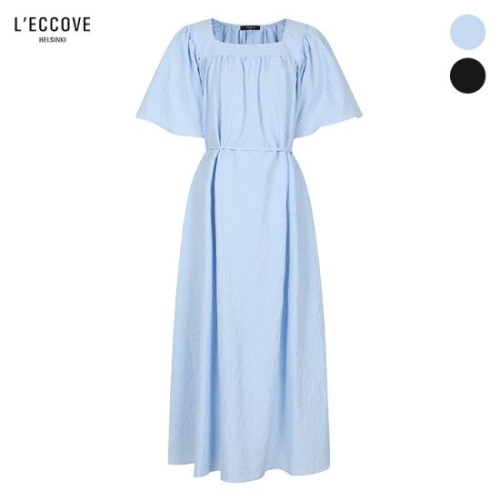 레코브 허리끈 스퀘어넥 반팔 원피스 LC41C8OP015B