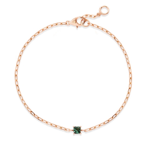 비앤비골드  여성 14K 에메랄드 스퀘어컷팅 체인팔찌_NPB40196