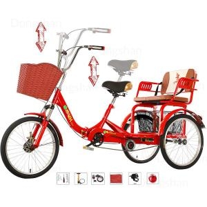 동산  성인용 세발자전거 후석 20인치 3륜 자전거 대형 장바구니 노인 여성 남성 최대하중 440bls 남녀 공용