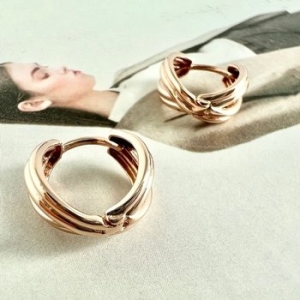 크로스  라인 원터치 이어링 18k 화이트골드 대사이즈 WC78DE8