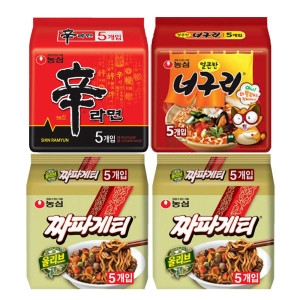 농심  신라면5개 + 얼큰한너구리5개 + 짜파게티10개