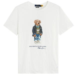 폴로랄프로렌 여성 베어프린트 커스텀 슬림핏 티셔츠 710853310 008