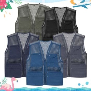 파파브로 남성 여름 매쉬 포켓 집업 조끼 베스트 HS-VES-WF1-카키