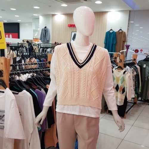 미스칸트 배색 V넥 베스트 KOVTL201 IV