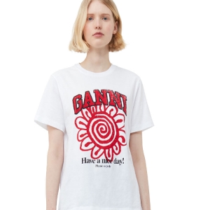 가니 GANNI 플라워 티셔츠 Ganni Flower T-Shirts 3688