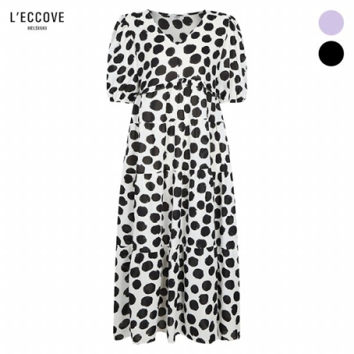 레코브 도트 브이넥 반팔 원피스 LU31B7OP540X