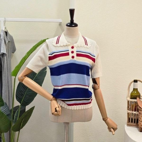 포커스 컬러 배색 카라 니트 FM4E3KT30693