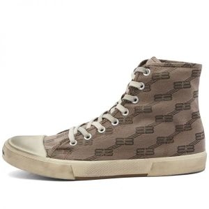 발렌시아가 파리 하이 올오버 로고 캔버스 스니커즈 밍크 그레이 베이지 688752W3RQ12298