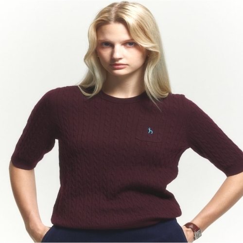 헤지스레이디스 여성 베이비케이블 반팔 스웨터_HSSW4CC73