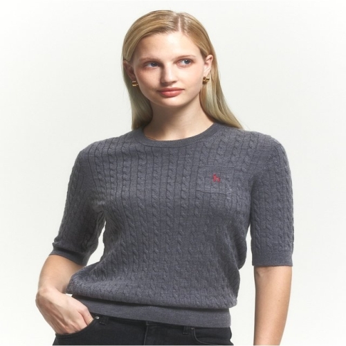 헤지스레이디스 여성 베이비케이블 반팔 스웨터_HSSW4CC73