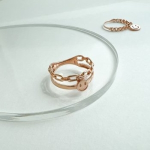 하츠 스마일 심플 체인 두줄 클립 반지18k골드11호 WCA9CD9