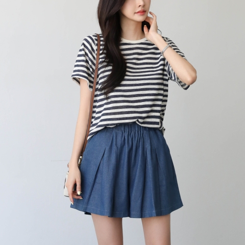 피핀 710422 핀턱 데님 숏팬츠